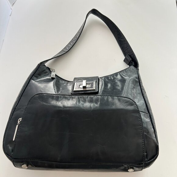 Vintage Danier Leather Hobo Shoulder Bag in Black - Picture 6 of 14